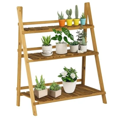 Abbildung von 3 stufige Pflanzregal Tannenholz Dunkelbraun 80 x 37 93 cm