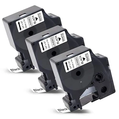 Abbildung von Labelwell 3x 19mm Kompatibler Schriftband Ersatz für Dynmo D1 45803 S0720830 Schwarz auf Weiß LabelManager 360D 420P 450D 500TS MobileLabeler PNP LabelWriter 450 DUO Beschriftungsgerät