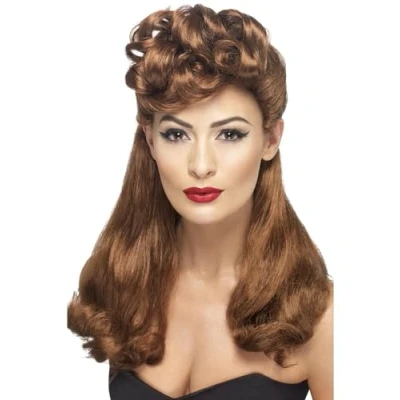 Abbildung von Smiffys Kostüm Perücke Pin up für Fasching, Stylische Damenperücke im 40er Jahre Look