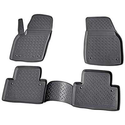 Abbildung von Recambo 3D Gummi Fußmatten kompatibel für Volvo S40 II / V50 BJ 2004 2012 Auto Gummimatten Passgenau mit Rand schwarz