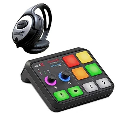 Abbildung von Rode X Streamer Videoaufnahmekarte und Audio Interface für Streaming, Gaming Content Creation + keepdrum Kopfhörer
