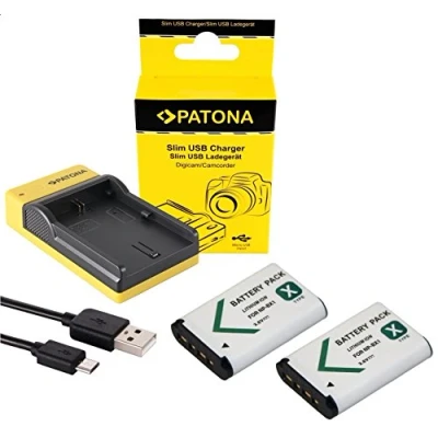 Abbildung von Slim Ladegerät + 2 Akkus für die Sony DSC WX350 Akku NP BX1 einfach mit jedem Micro USB Kabel/Ladegerät (z.B. Smartphone) zu verwenden