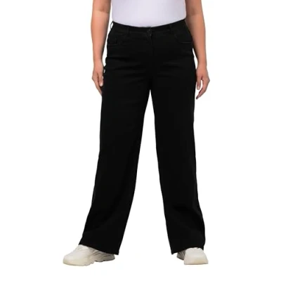 Abbildung von Ulla Popken Damen Weite Jeans Hose, Schwarz, 38W / 30L EU