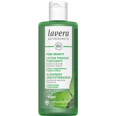 Abbildung von Lavera Pure Beauty Reinigendes Tonikum Bio Minze und natürliche Salicylsäure Naturkosmetik vegan zertifiziert klimaneutral 200 ml