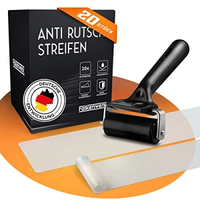 Abbildung von Falkenwerk Stufenmatte Anti Rutsch für Treppen, [20 Stück] verschiedene Größen , Selbstklebend, Transparent, Wasserfest, Starker Halt
