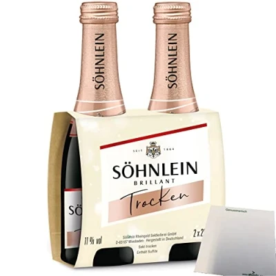 Abbildung von Söhnlein Brillant Sekt trocken Piccolo 11%vol. 1er Pack (2x0,2L Flasche) + usy Block