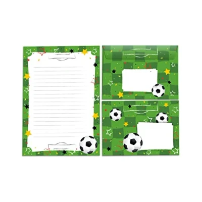 Abbildung von Junapack Briefpapier Set Briefblock mit Umschlag für Kinder Fussball Fußball (Block A5 25 Blätter + 15 Umschläge)