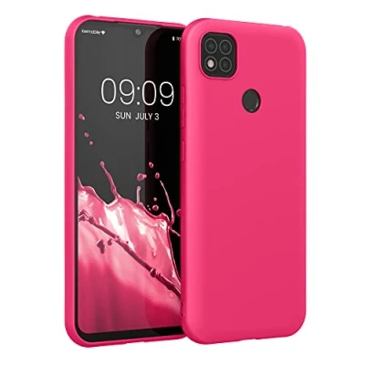 Abbildung von kwmobile Hülle kompatibel mit Xiaomi Redmi 9C weiches TPU Silikon Case Cover geeignet für kabelloses Laden Neon Pink