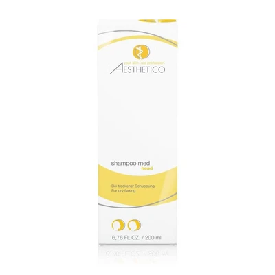 Abbildung von AESTHETICO shampoo med, 200 ml Therapeutisches Anti Schuppenshampoo bei trockener, juckender Kopfhaut, feuchtigkeitsspendend mit Urea und Ichthyol, reduziert Schuppen beruhigt die Kopfhaut