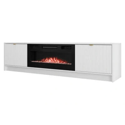 Abbildung von MIRJAN24 TV Schrank Tireno mit Kamin (mit zwei Drehtüren) Realistische LED Flamme, Gasdruckfeder