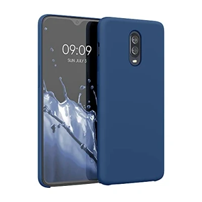 Abbildung von kwmobile Hülle kompatibel mit OnePlus 6T Silikon Handy Case Handyhülle weiche Oberfläche kabelloses Laden Marineblau