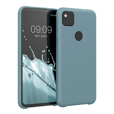 Abbildung von kwmobile Hülle kompatibel mit Google Pixel 4a Silikon Handy Case Handyhülle weiche Oberfläche kabelloses Laden Antique Stone