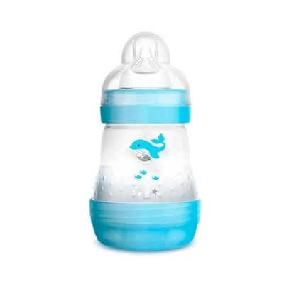 Abbildung von MAM Anti Kolik Flasche für Neugeborene, 0 2 Monate, 160 ml, mit Sauger, 1 langsamer Wasserfluss aus Silikon, leicht zu akzeptieren, selbststerilisierend und reinigen, Easy Start Colic,