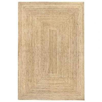 Abbildung von HAMID Jute Teppich, Alhambra Teppich Handgewebt 100% Naturfaser de Jute, Wohnzimmer, Schlafzimmer, Flurteppich, Farbe Natur (220x360cm)