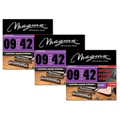 Abbildung von Magma GE110N E Gitarrensaiten Set, 3 Stück, superleicht, vernickelter Stahl 009 .042