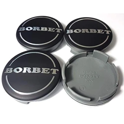 Abbildung von 4X Original Borbet Felgendeckel Nabendeckel Nabenkappe Matt Schwarz Silber Center Cap 55mm NEU!