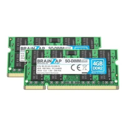 Abbildung von BRAINZAP 8GB (2X 4GB) DDR2 RAM SO DIMM PC2 6400S 2Rx8 800 MHz 1.8V CL6 Notebook Laptop Arbeitsspeicher