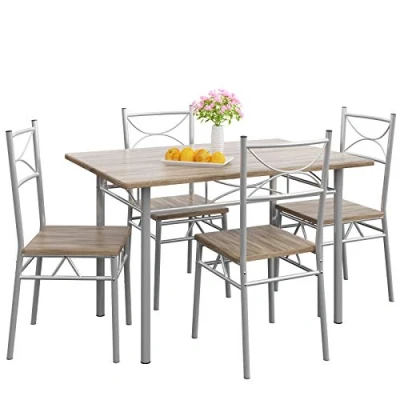 Abbildung von Casaria® Esstisch mit 4 Stühlen Holz 5 TLG Set Metall 110x70cm Industrial Esszimmer Küche Stühle Tisch Möbel Essgruppe Sitzgruppe Paul Eiche