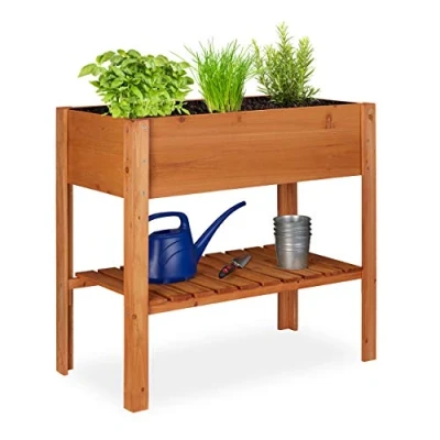 Abbildung von relaxdays Hochbeet Holz hellbrau
