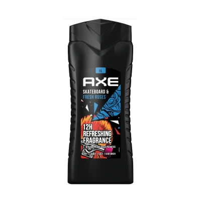 Abbildung von Axe XL Skateboard &amp; Fresh Roses 3in1 Duschgel Herren Body Hair Face 12h frischen Duft auf Pflanzenbasis (1 x 400 ml)