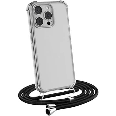 Abbildung von MyGadget Handykette für iPhone 15 Pro Max Hülle mit Band Handyhülle Handyband zum Umhängen Kordel Schnur Case Schutzhülle Schwarz