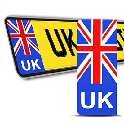 Abbildung von Biomar Labs 2 x Vinyl Aufkleber Nummernschild Kennzeichen JDM Tuning Auto Motorrad UK Großbritannien United Kingdom Brexit Stickers QV 9