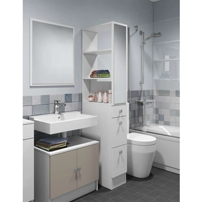 Abbildung von TemaHome Badezimmerspiegelschrank &quot;Combi Badezimmerschrank mit drei Schubladen, offenen Fächern,&quot;, als Raumteiler, 24 cm breit, Weiss
