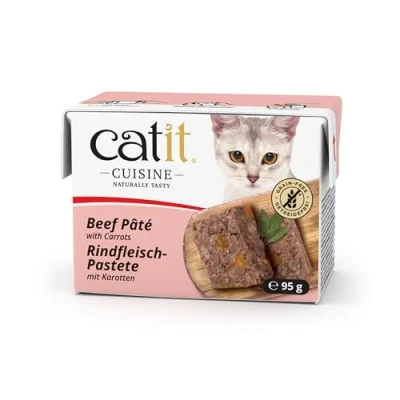 Abbildung von Catit Cuisine Premium Nassfutter für Katzen Pastete mit Rindfleisch und Karotten, Alleinfuttermittel, 95g, getreidefrei, hoher Fleischanteil