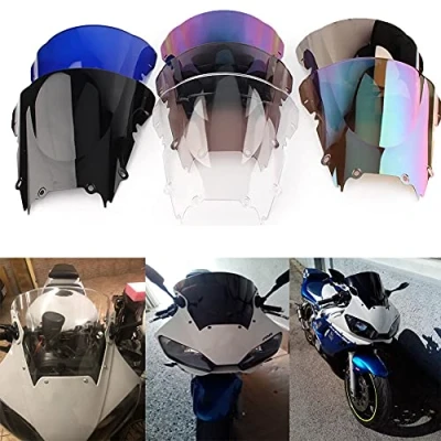 Abbildung von Motorrad Double Bubble Windabweiser Windschutzscheibe Für Yamaha YZF R6 600 1998 1999 2000 2001 2002 (Blau)