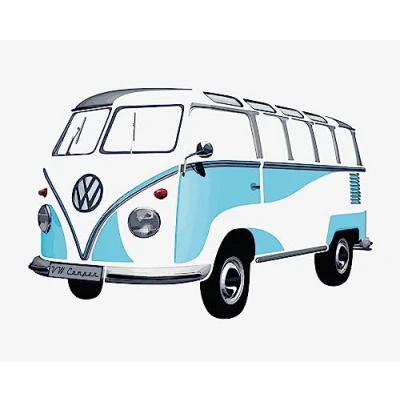 Abbildung von BRISA VW Collection Volkswagen Selbstklebendes Wand Tattoo Aufkleber Dekoration Poster mit T1 Bulli Bus Samba Design(Silhouette/Blau)