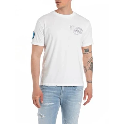Abbildung von Replay Tshirt print, Herren, Größe: Large, Chalk