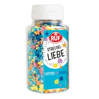 Abbildung von RUF Streusel Liebe Unter dem Meer, Muscheln, Seesterne &amp; blaue Perlen, Meerjungfrau Geburtstag Deko Kuchen, Mermaid Tortendeko, für Cupcake, Fondant, 1 x 130g