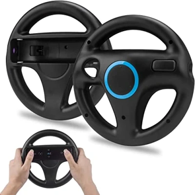 Abbildung von TechKen 2 STK Racing Lenkrad Wheel für Wii Fernbedienung Kompatibel mit Kart,Racing Controller Kunststoff Game Spiele