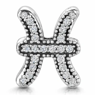 Abbildung von Materia Bead Fische Sternzeichen Charm mit Zirkonia 12, 925 Sterling Silber