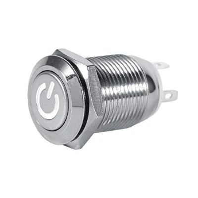 Abbildung von Keenso 12mm 12V Auto Power Metall Knopfschalter wasserdicht LED 1NO1NC(weiße)