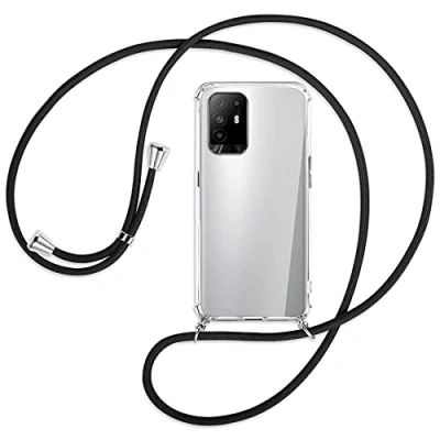 Abbildung von mtb more energy® Handykette kompatibel mit Oppo A94 5G, F19 Pro+ 5G (6.43&#039;&#039;) schwarz Smartphone Hülle zum Umhängen Anti Shock Full TPU Case