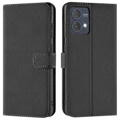 Abbildung von Verco Handyhülle für Motorola Edge 40 Neo Hülle, Bookcase Tasche Flipcover Case [Kartenfächer/Aufstellfunktion], Schwarz