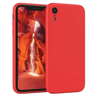 Abbildung von EAZY Case Silikonhülle für iPhone XR Hülle Silikon Rot weich stoßfeste Handyhülle Schutzhülle mit Kameraschutz Dünn Premium Schutz Cover TPU Phone Bumper in