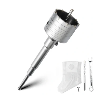 Abbildung von 76MM Bohrkrone Set mit SDS plus Adapter 220mm und Zentrierbohrer 8x110mm,Bohrkrone Steckdose für Mauerwerk Beton