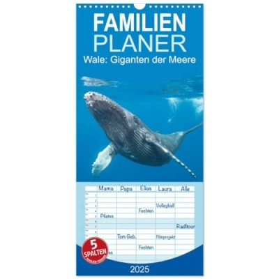Abbildung von Familienplaner 2025 Wale: Giganten der Meere mit 5 Spalten (Wandkalender, 21 cm x 45 cm), CALVENDO