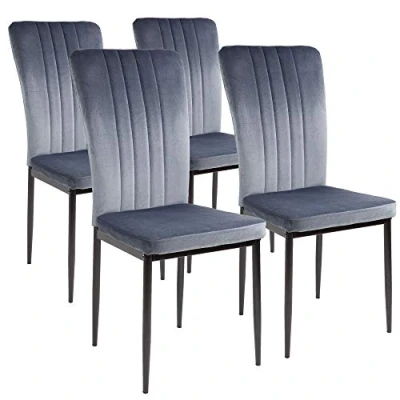 Abbildung von Albatros International Esszimmerstuhl Esszimmerestuhl Küchenstuhl MODENA, Samt Bezug (4er Set, Grau), Stilvolles Vintage Design, Eleganter Polsterstuhl am Esstisch