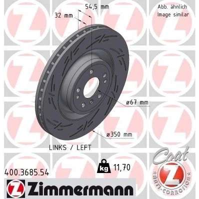 Abbildung von ZIMMERMANN 400.3685.54 Bremsscheibe 350 32 8/5 5 112 innenbelüftet, geschlitzt beschichtet hochgekohlt MERCEDES BENZ: ML Klasse, GLE SUV