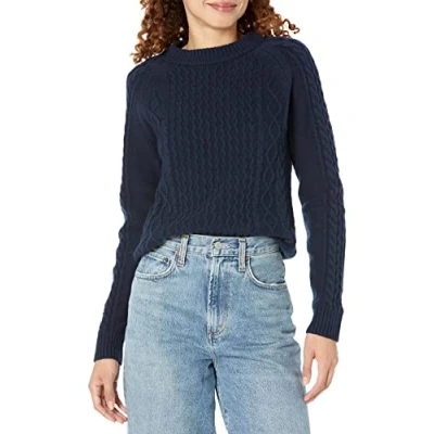 Abbildung von Amazon Essentials Damen Pullover mit Zopfmuster, Marineblau, S