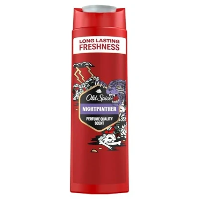 Abbildung von Old Spice Nightpanther 3 in 1 Duschgel &amp; Shampoo für Männer, 400ml, langanhaltender, frischer Duft Parfümqualität Haare Gesicht Körper