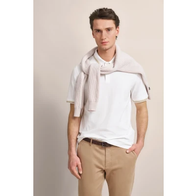 Abbildung von bugatti MIT Kontraststreifen Poloshirt, Herren, Größe: 4XL, Weiß