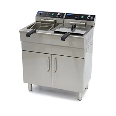 Abbildung von Maxima Gastro Fritteuse 2 x 16 l Körbe mit Ablasshahn und Ständer