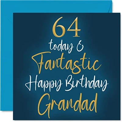 Abbildung von Stuff4 Fantastische Geburtstagskarte zum 64. Geburtstag für Großvater 64 Today &amp; Fantastic von Enkelin, Großvater, Geburtstagsgeschenk, 145 mm x