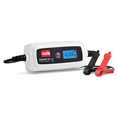 Abbildung von Telwin 807607 Defender 12 Elektronisches Batterielade und Erhaltungsladegerät für 6/12 V Batterien, LCD Display
