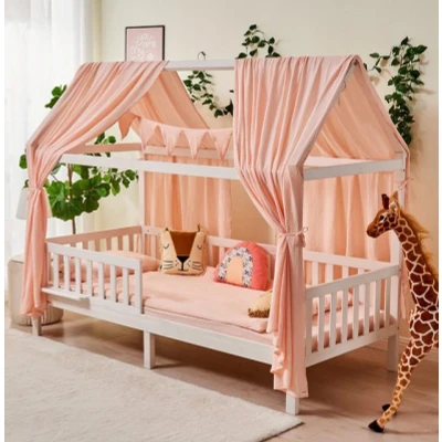 Abbildung von Alavya Home® Hausbett BUCHE CLOUD BESTSELLER! (SET Kinderbett 80x160, inklusive Buchablage Rausfallschutz und Lattenrost), 80x160cm für Mädchen Jungen aus Massiv Buchenholz