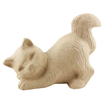 Abbildung von Décopatch SA115O Träger S aus Pappmaché, Katze schmusend, 20 x 15 10,5 cm, zum Verzieren, Kartonbraun